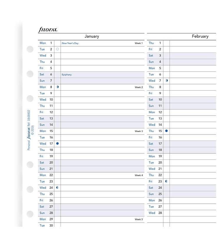 Комплект Датированных Бланков Обзор Года Вертикальный Personal White на 2021 год