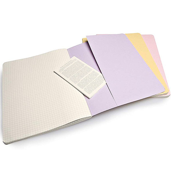 Большая тетрадь (3 шт) Moleskine Cahier пастельная Клетка