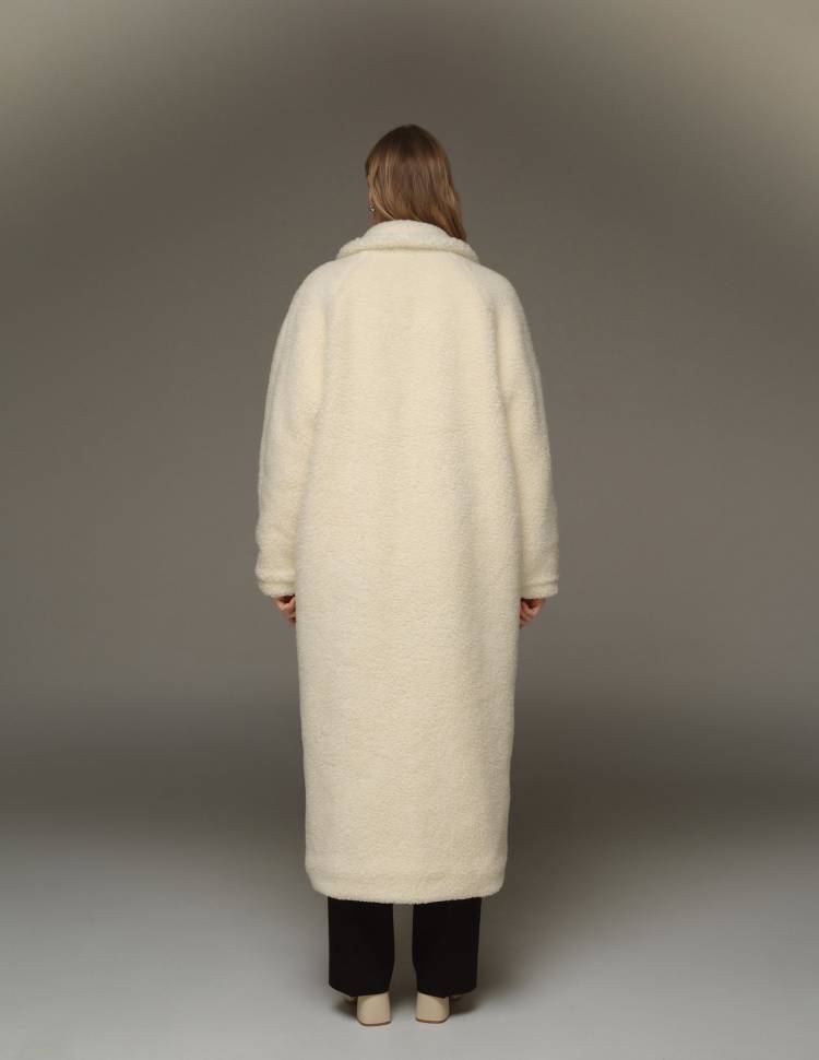 Довга шуба з еко-хутра Hannah Молочна