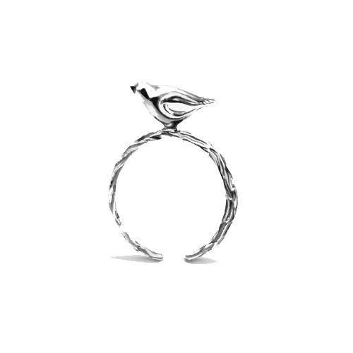 Кольцо на фалангу из серебра Yastreb Птичка на ветке