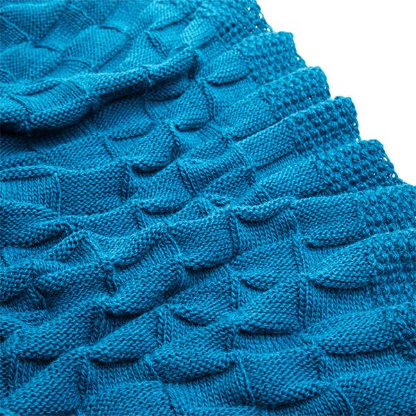 Плед Decorlab Квадратики морская волна из шерсти