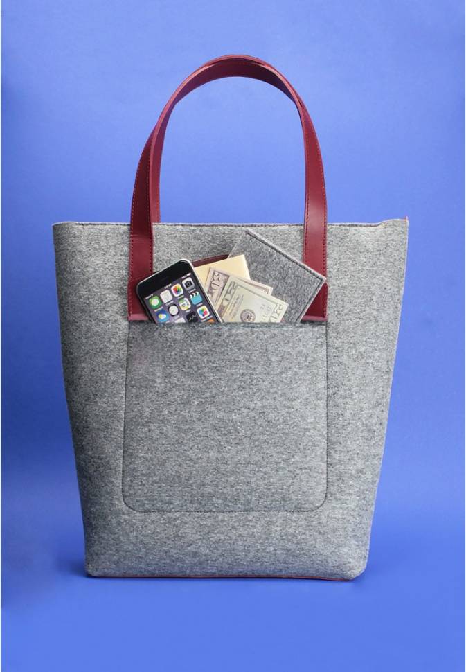 Сумка шоппер Blanknote D.D. фетр + кожа виноград