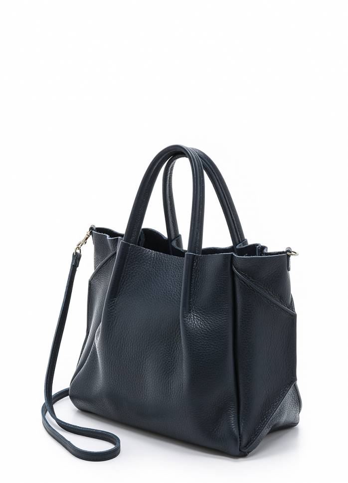 Кожаная женская сумка с ремнем Poolparty Soho RMX Blue