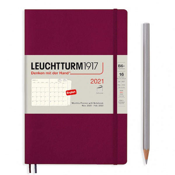 Средний Ежемесячник с Заметками Leuchtturm1917 Paperback B6+ Мягкий Винный 2021