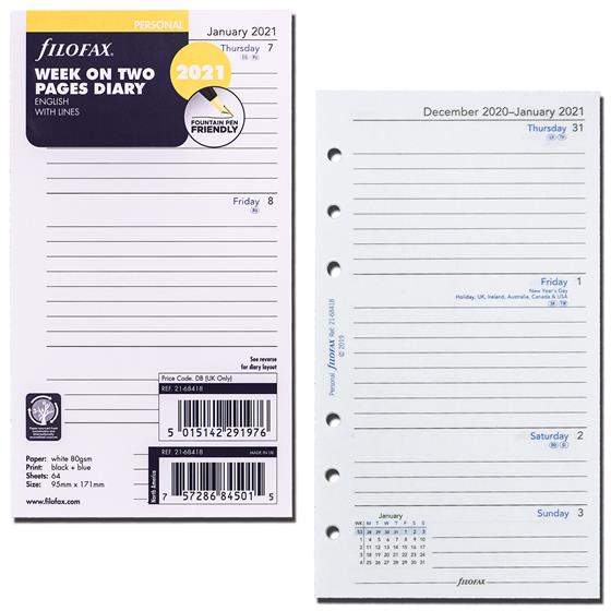 Комплект Бланків Тиждень на розвороті Personal White на 2021 рік