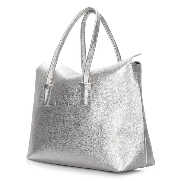 Кожаная женская сумка Poolparty Sense Серебро