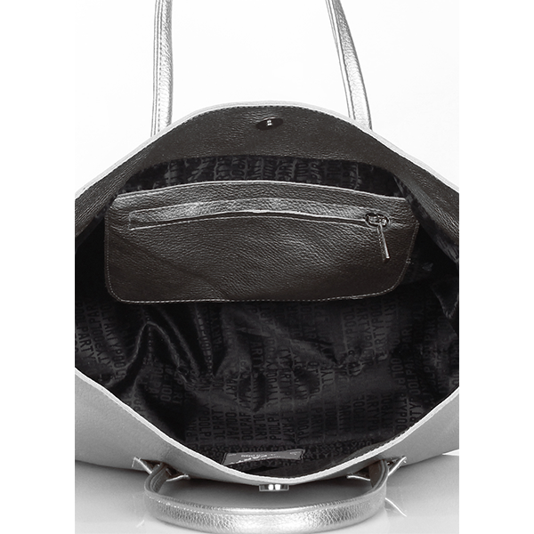 Кожаная женская сумка Poolparty Sense Серебро