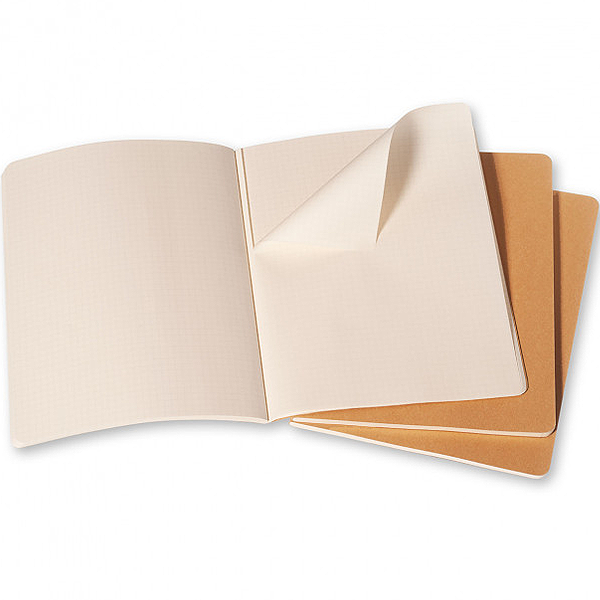 Велика зошит (3 шт) Moleskine Cahier бежева Клітка