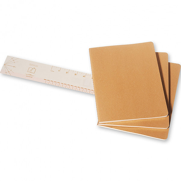 Велика зошит (3 шт) Moleskine Cahier бежева Клітка