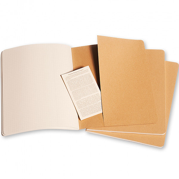 Велика зошит (3 шт) Moleskine Cahier бежева Клітка
