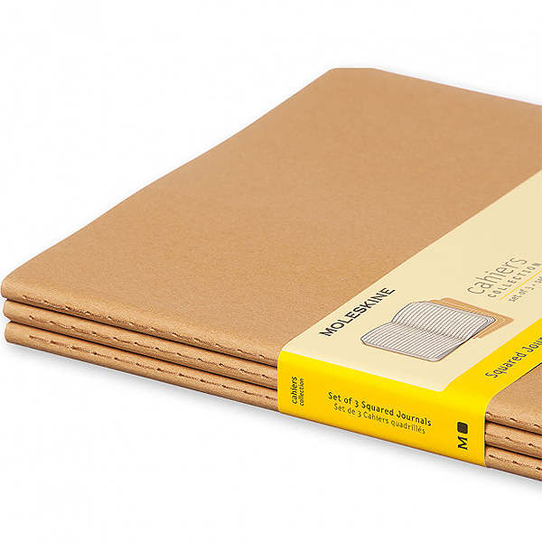 Велика зошит (3 шт) Moleskine Cahier бежева Клітка