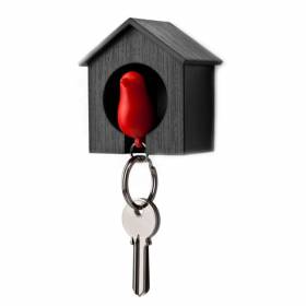Ключница настенная и брелок для ключей Qualy Sparrow Red