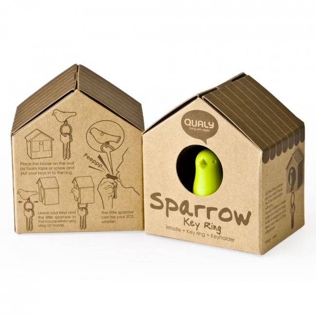 Ключниця настінна і брелок для ключів Qualy Sparrow Red