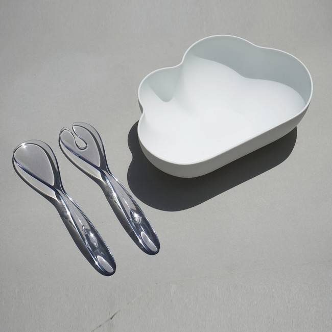 Салатница с ложками для сервировки Cloud Qualy Белая
