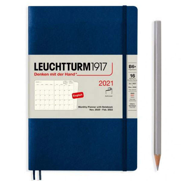 Середній Місячник з Замітками Leuchtturm1917 Paperback B6 + М&#39;який Темно-синій 2021