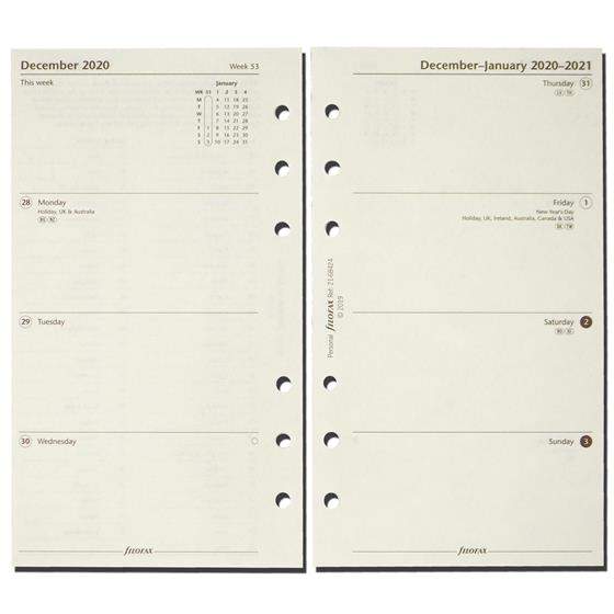 Комплект датувати Бланків Тиждень на розвороті Personal Сotton Сream на 2021 рік