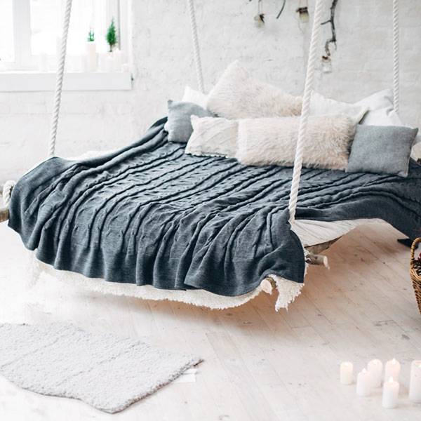 Плед Decorlab Косички серые из шерсти