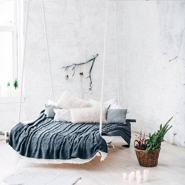 Плед Decorlab Косички серые из шерсти