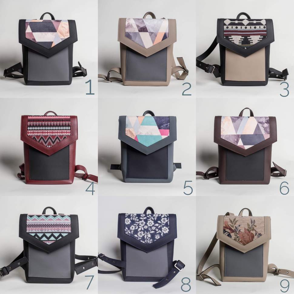 Рюкзак из экокожи Ornament Бордо - Черный M