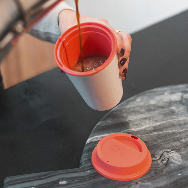 Эко-чашка Circular NOW Cup Кремовая с коралловой крышкой 340 мл