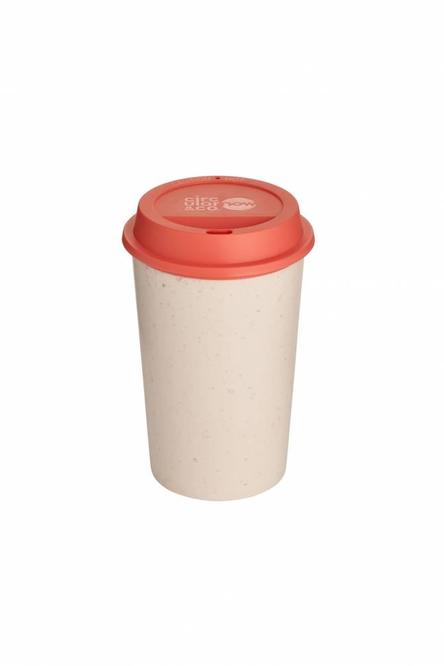 Эко-чашка Circular NOW Cup Кремовая с коралловой крышкой 340 мл