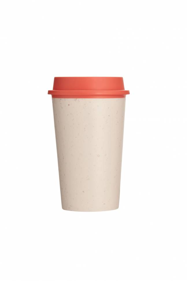 Эко-чашка Circular NOW Cup Кремовая с коралловой крышкой 340 мл