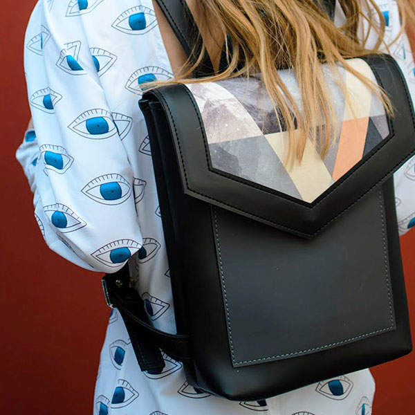 Рюкзак из экокожи Ornament Черный - графит S