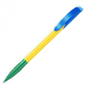 Ручка Кулькова Hattrix Color Mix Пластикова Жовта з Синім Кліпом