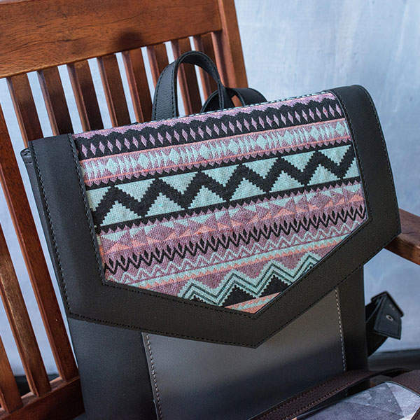 Рюкзак з екокожі Ornament Чорний - графіт Мозаїка S