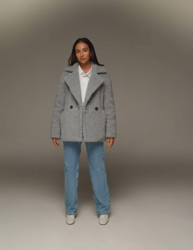 Шуба з еко-хутра Mia Сіра