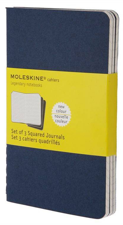 Средняя тетрадь (3 шт) Moleskine Cahier синяя Клетка