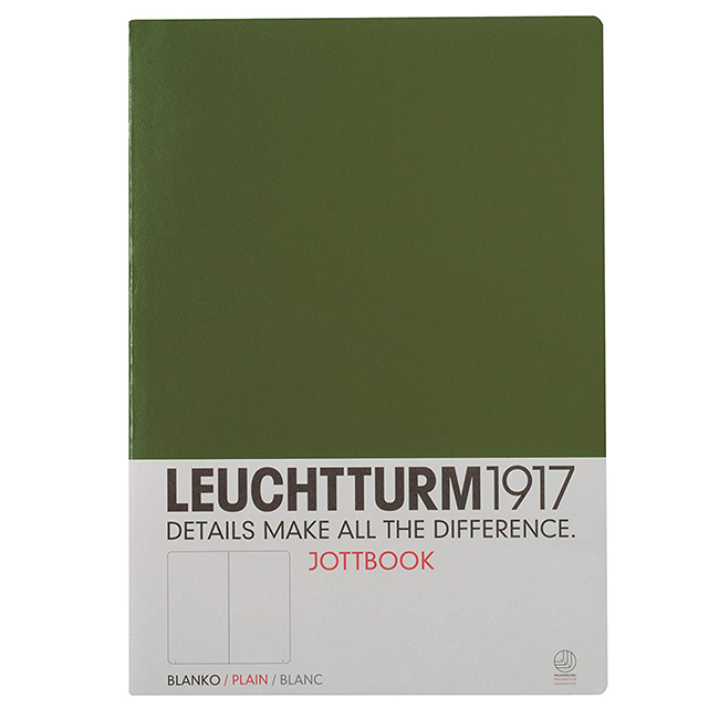 Блокнот Leuchtturm1917 Jottbook Мягкий Большой Зеленый Чистые листы (350468)