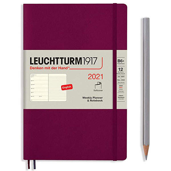 Средний Еженедельник с Заметками Leuchtturm1917 Paperback B6+ Мягкий Винный 2021