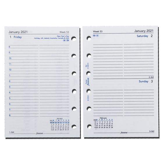 Комплект Датированных Бланков День на странице Pocket White на 2021 год