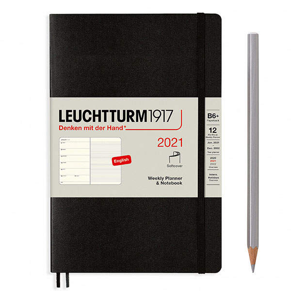 Средний Еженедельник с Заметками Leuchtturm1917 Paperback B6+ Мягкий Черный 2021