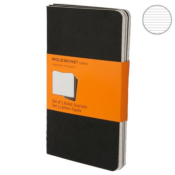 Карманная тетрадь (3 шт) Moleskine Cahier черная Линия