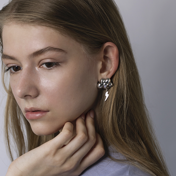 Сережки Côte & Jeunot Хмари з блискавкою і дощем