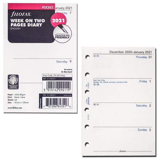 Комплект Датированных Бланков Неделя на Развороте Pocket White на 2021 год