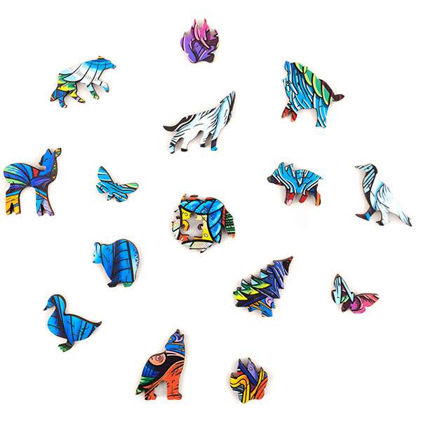 Деревянный пазл Волк