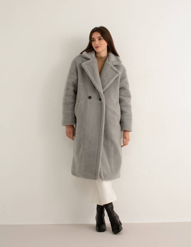 Шуба из эко-меха Oversize Серая