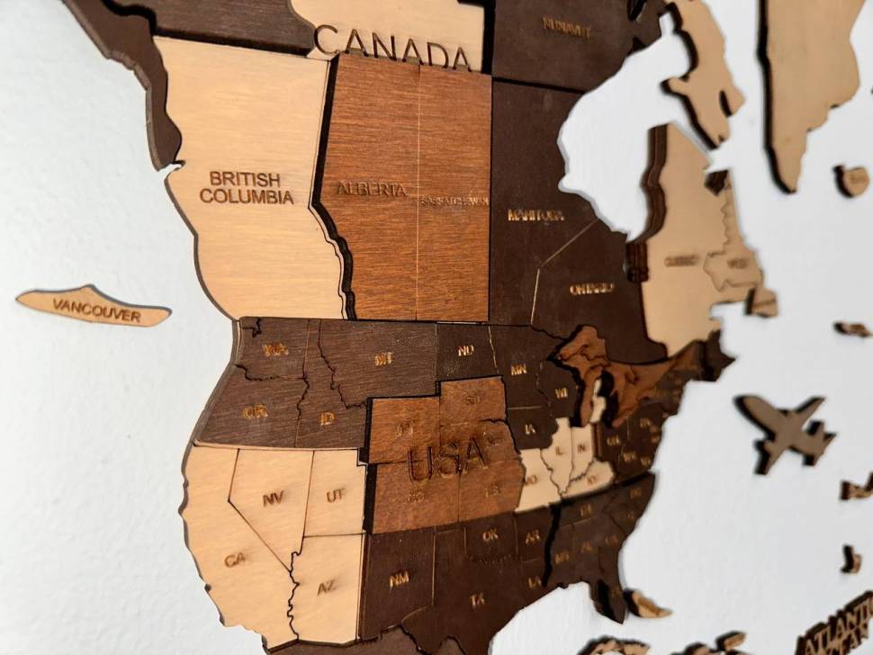 Деревянная карта мира "Три шоколада" 200 х 120 Деревянная карта мира "Три шоколада" 200 х 120