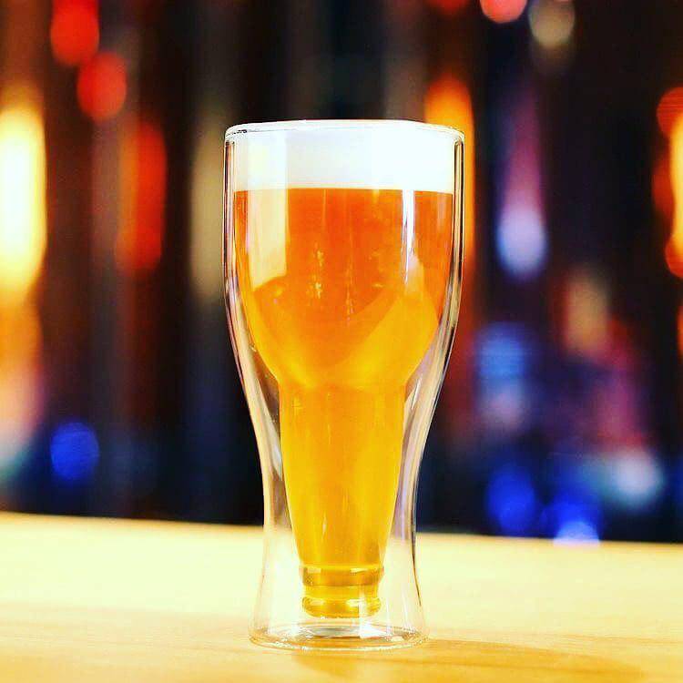 Набор дизайнерских бокалов для пива из двойного стекла 2 шт