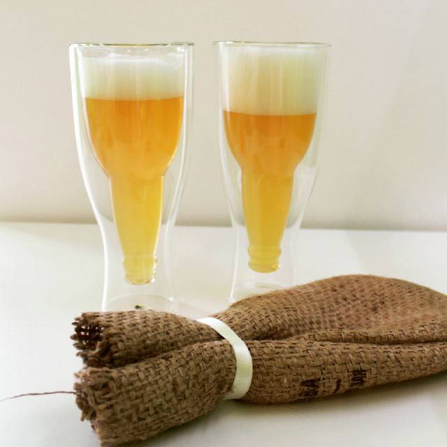 Набор дизайнерских бокалов для пива из двойного стекла 2 шт