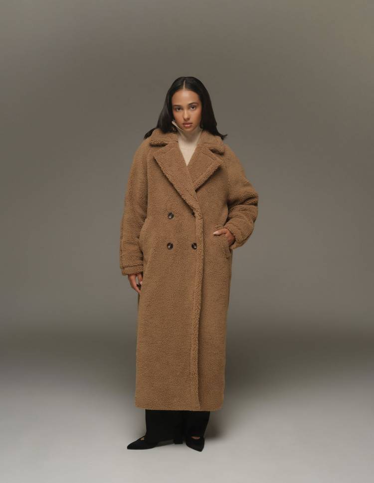 Довга шуба з еко-хутра Hannah Коричнева