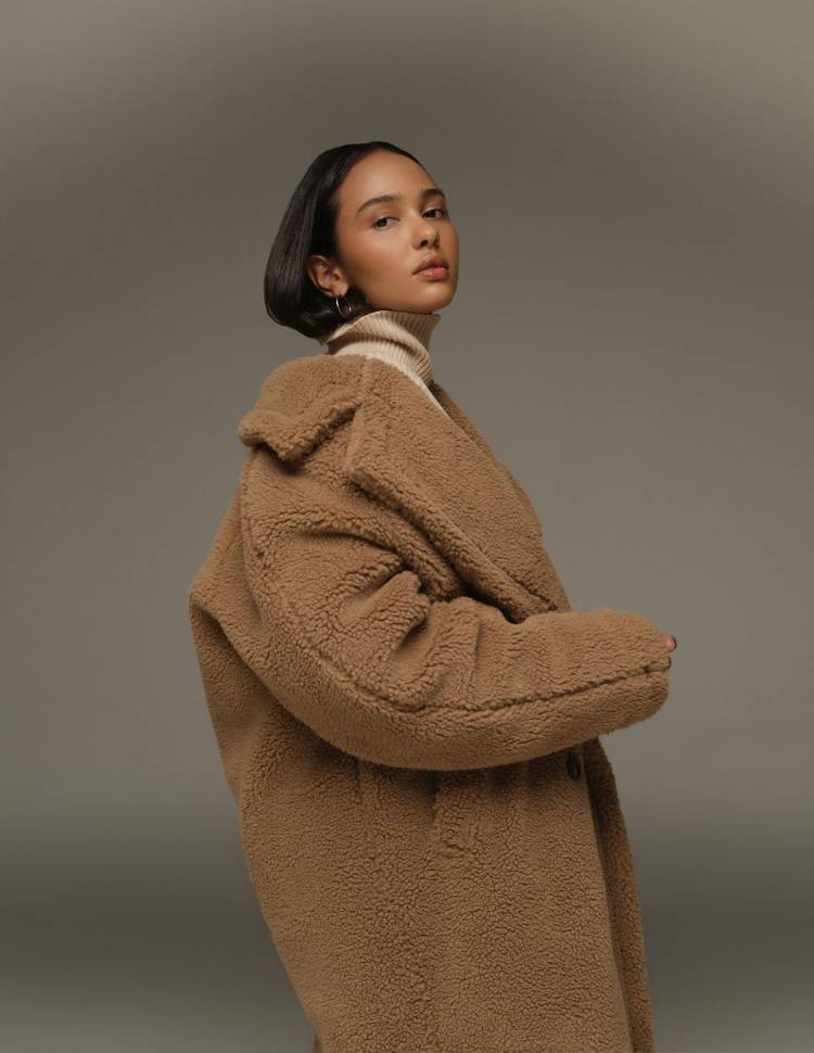 Довга шуба з еко-хутра Hannah Коричнева