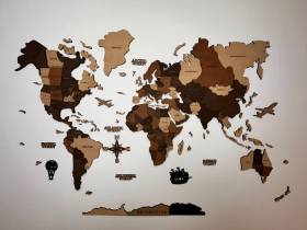 Деревянная карта мира &quot;Три шоколада&quot; 300 х 175