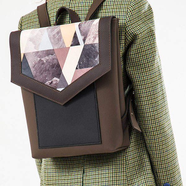 Рюкзак из экокожи Ornament Коричневый- Черный S