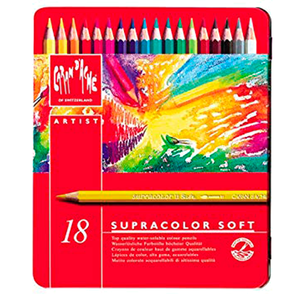 Набір акварельних олівців Caran d&#39;Ache Supracolor Метал. бокс 18 кольорів