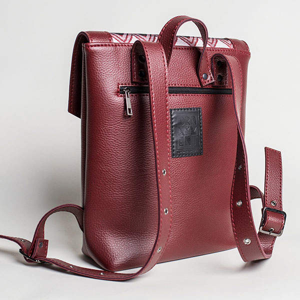 Рюкзак из экокожи Ornament Бордо - Черный S