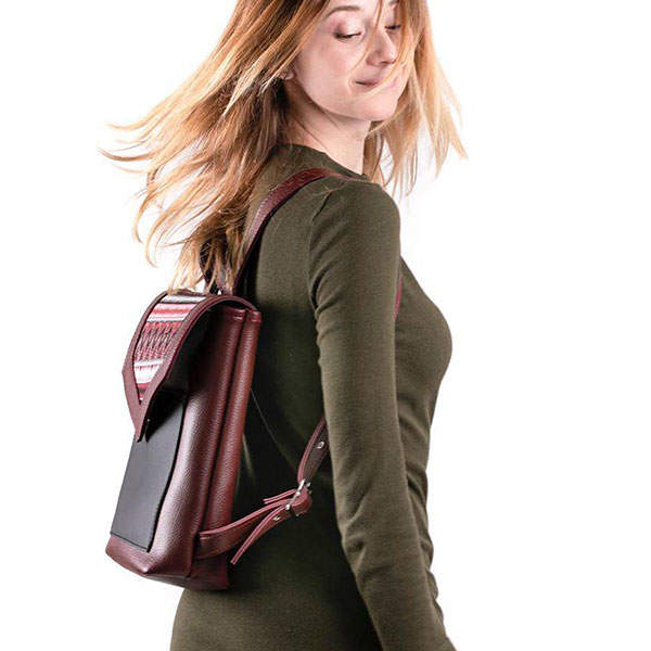 Рюкзак из экокожи Ornament Бордо - Черный S